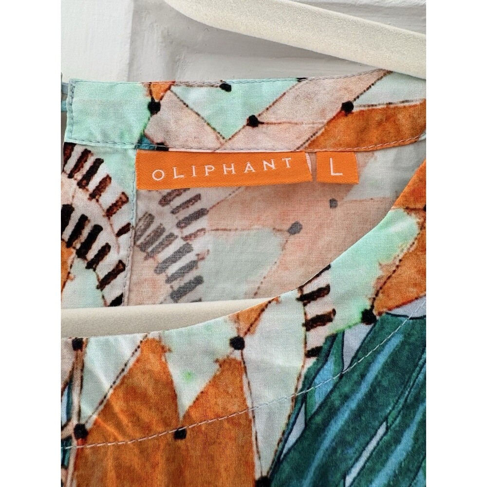 Tuckernuck OLIPHANT Tropical Florals Balloon Sleeve Boho Coastal Blouse Top Sz L - Picture 5 of 10